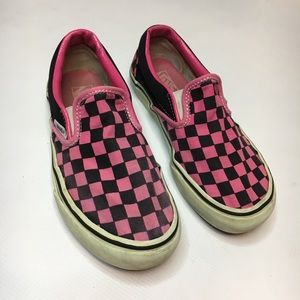 Vans Pink and Black Checkered Slip-on Size 5
